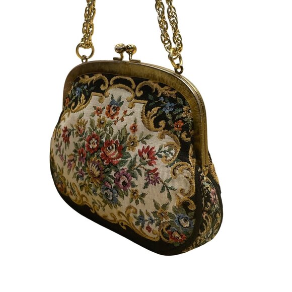 Walborg Women’s Multicolor Floral Needlepoint With Chain Strap Evening Bag - Picture 7 of 8